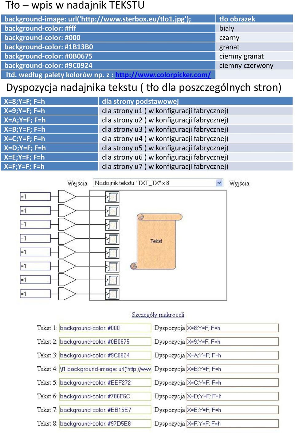 według palety kolorów np. z : http://www.colorpicker.