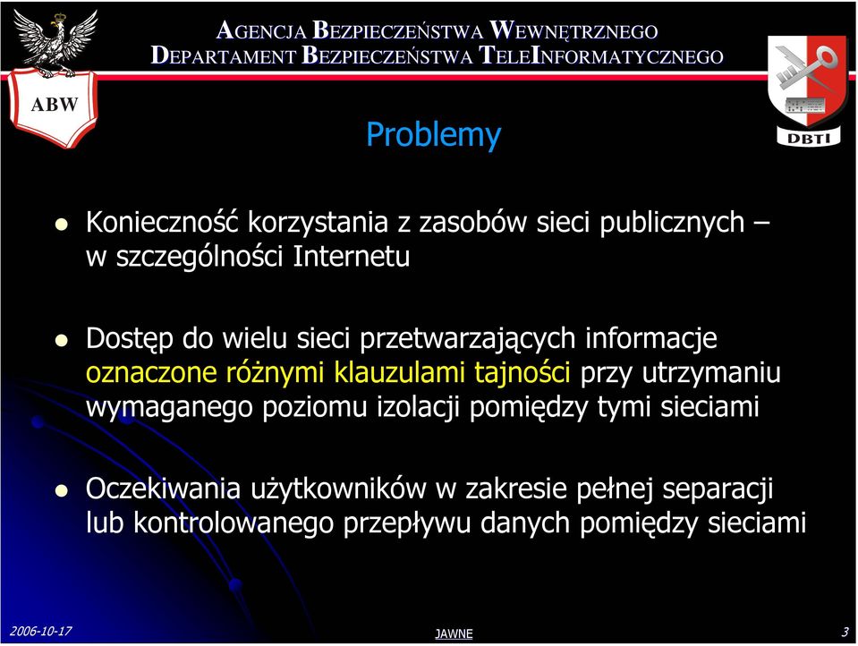 przy utrzymaniu wymaganego poziomu izolacji pomiędzy tymi sieciami Oczekiwania