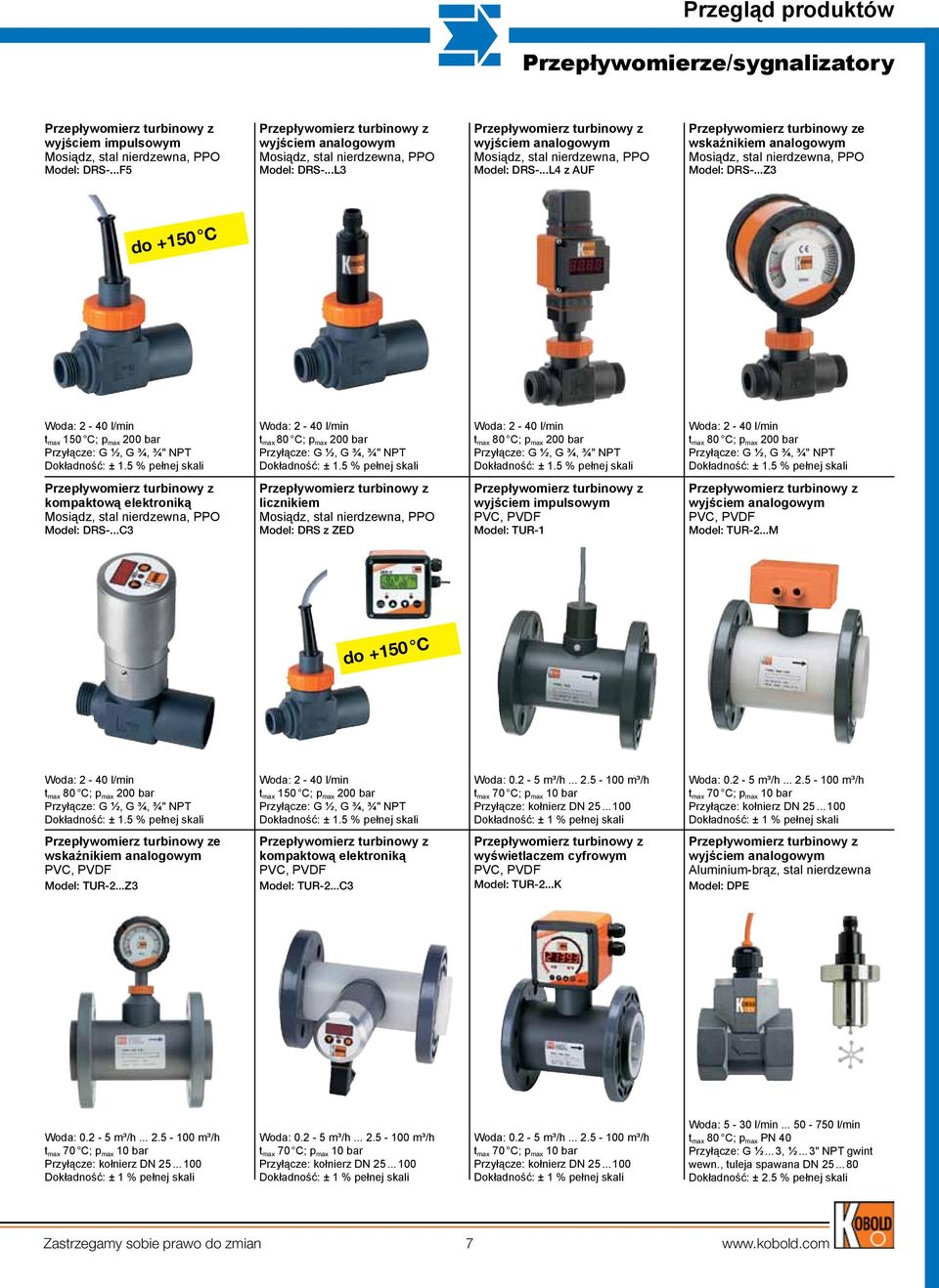 5 % pełnej skali Woda: 2-40 l/min t max 80 C; p max 200 bar G ½, G ¾, ¾" NPT Dokładność: ± 1.5 % pełnej skali Woda: 2-40 l/min t max 80 C; p max 200 bar G ½, G ¾, ¾" NPT Dokładność: ± 1.5 % pełnej skali Woda: 2-40 l/min t max 80 C; p max 200 bar G ½, G ¾, ¾" NPT Dokładność: ± 1.5 % pełnej skali kompaktową elektroniką, PPO Model: DRS-.