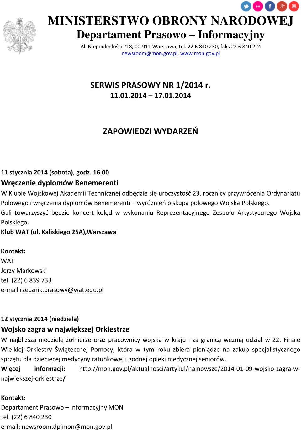 rocznicy przywrócenia Ordynariatu Polowego i wręczenia dyplomów Benemerenti wyróżnień biskupa polowego Wojska Polskiego.