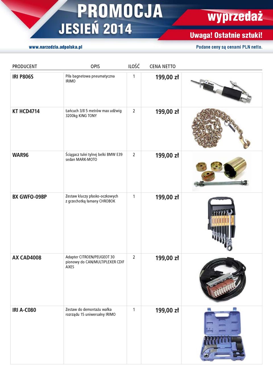 kluczy płasko-oczkowych z grzechotką łamany CHROBOK 1 199,00 zł AX CAD4008 Adapter CITROEN/PEUGEOT 30 pionowy