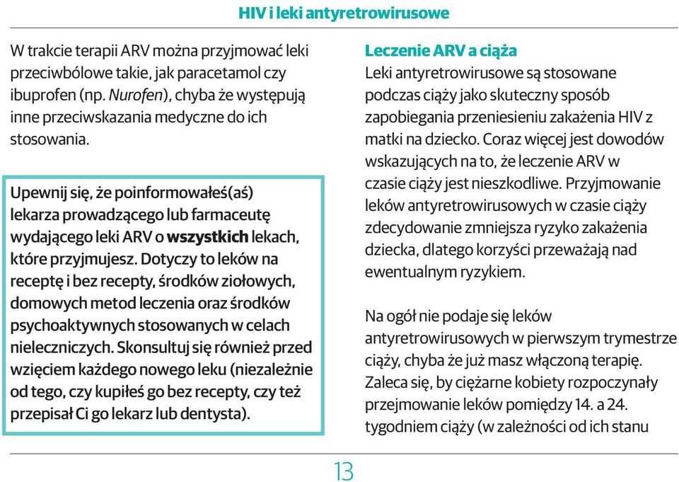 Upewnij się, że poinformowałeś(aś) lekarza prowadzącego lub farmaceutę wydającego leki ARV o wszystkich lekach, które przyjmujesz.