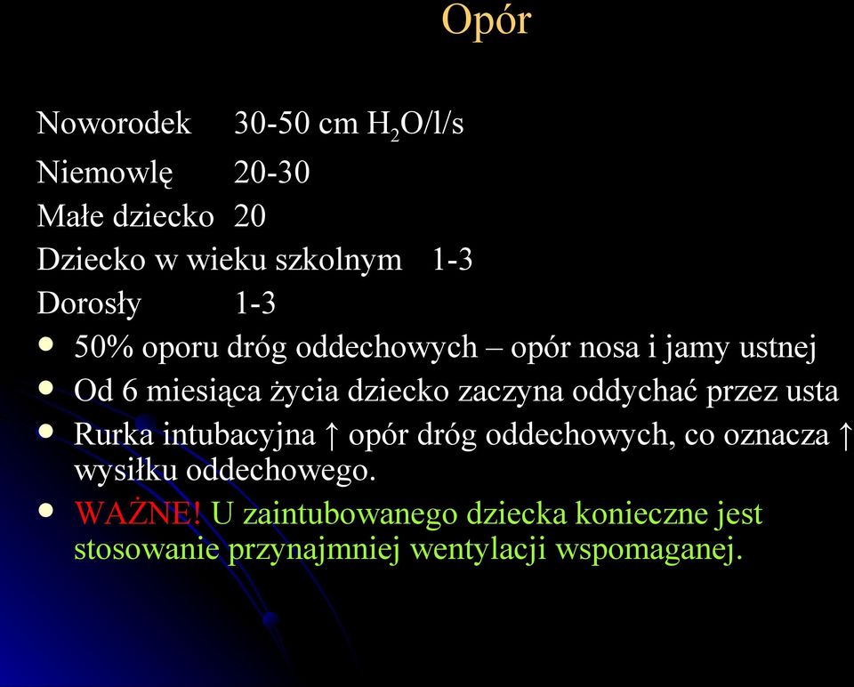 zaczyna oddychać przez usta Rurka intubacyjna opór dróg oddechowych, co oznacza wysiłku