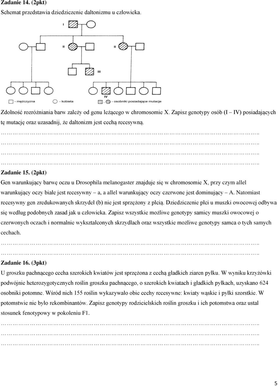 (2pkt) Gen warunkujący barwę oczu u Drosophila melanogaster znajduje się w chromosomie X, przy czym allel warunkujący oczy białe jest recesywny a, a allel warunkujący oczy czerwone jest dominujący A.