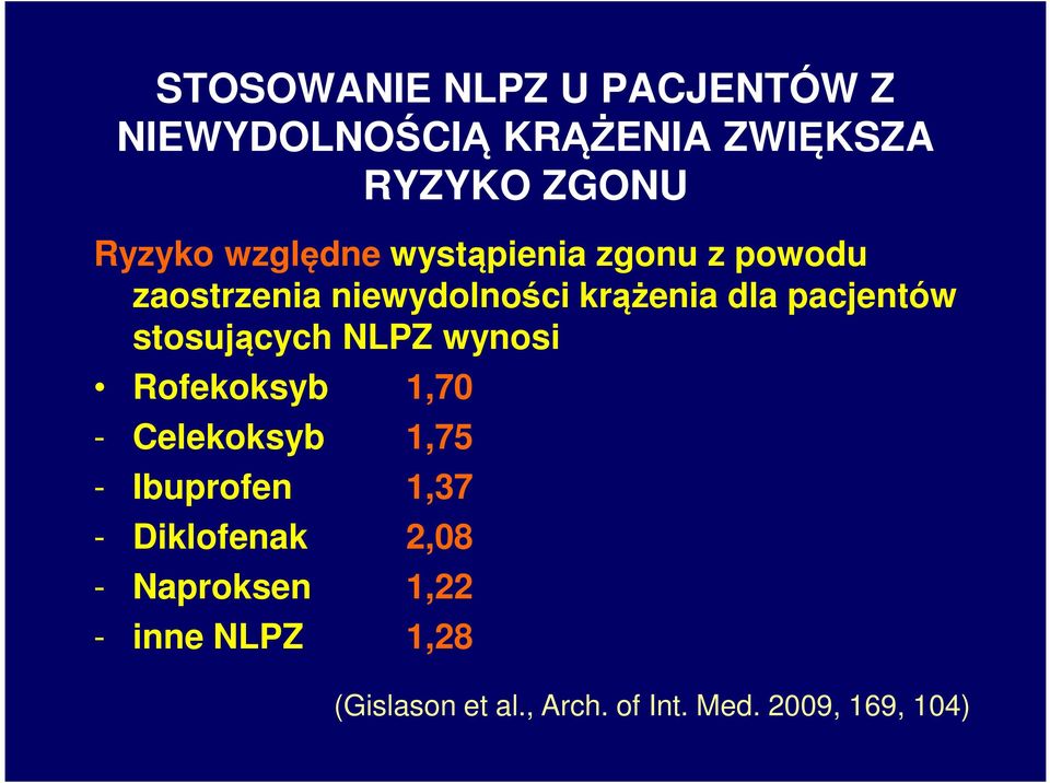 stosujących NLPZ wynosi Rofekoksyb 1,70 - Celekoksyb 1,75 - Ibuprofen 1,37 -