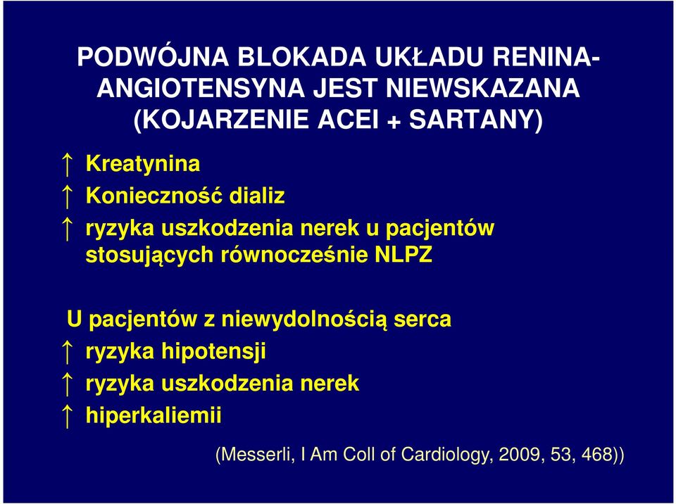 stosujących równocześnie NLPZ U pacjentów z niewydolnością serca ryzyka hipotensji