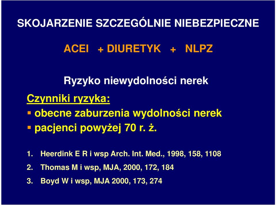 pacjenci powyżej 70 r. ż. 1. Heerdink E R i wsp Arch. Int. Med.