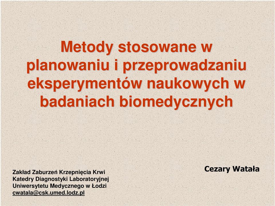 Zaburzeń Krzepnięcia Krwi Katedry Diagnostyki