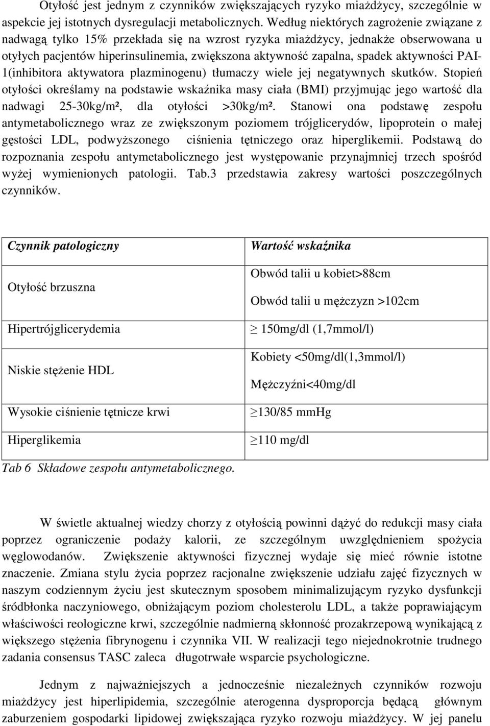 aktywności PAI- 1(inhibitora aktywatora plazminogenu) tłumaczy wiele jej negatywnych skutków.