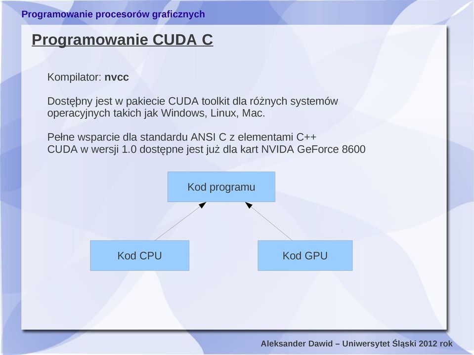Mac. Pełne wsparcie dla standardu ANSI C z elementami C++ CUDA w wersji