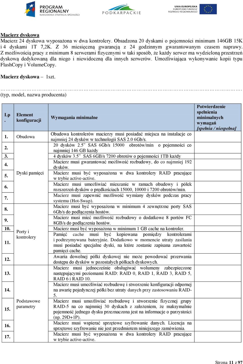 Z możliwością pracy z minimum 8 serwerami fizycznymi w taki sposób, że każdy serwer ma wydzieloną przestrzeń dyskową dedykowaną dla niego i niewidoczną dla innych serwerów.