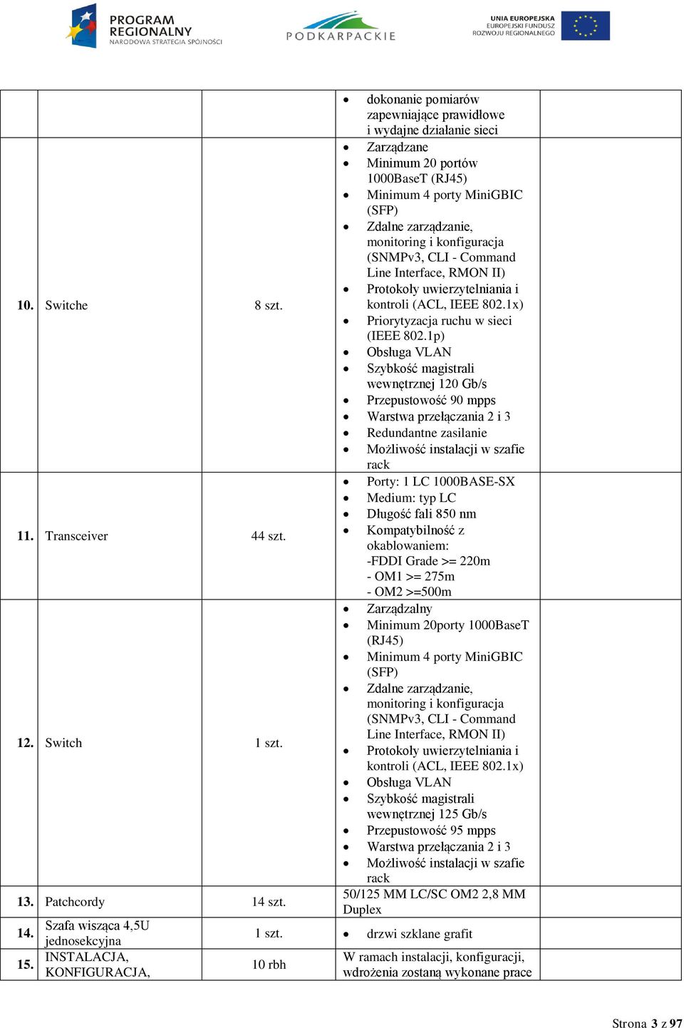 monitoring i konfiguracja (SNMPv3, CLI - Command Line Interface, RMON II) Protokoły uwierzytelniania i kontroli (ACL, IEEE 802.1x) Priorytyzacja ruchu w sieci (IEEE 802.