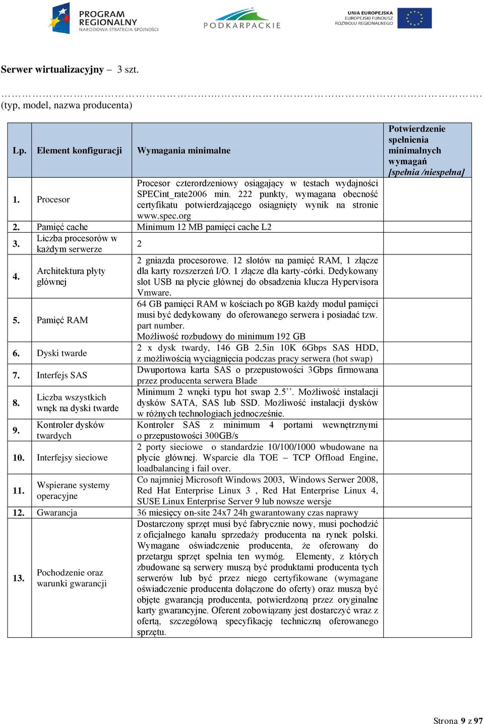 Architektura płyty głównej 5. Pamięć RAM 6. Dyski twarde 7. Interfejs SAS 8. 9. Liczba wszystkich wnęk na dyski twarde Kontroler dysków twardych 10. Interfejsy sieciowe 2 gniazda procesorowe.