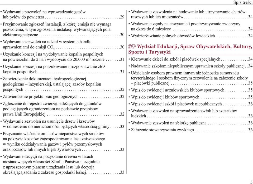 .....................................30 Wydawanie zezwoleń na udział w systemie handlu uprawnieniami do emisji CO 2.