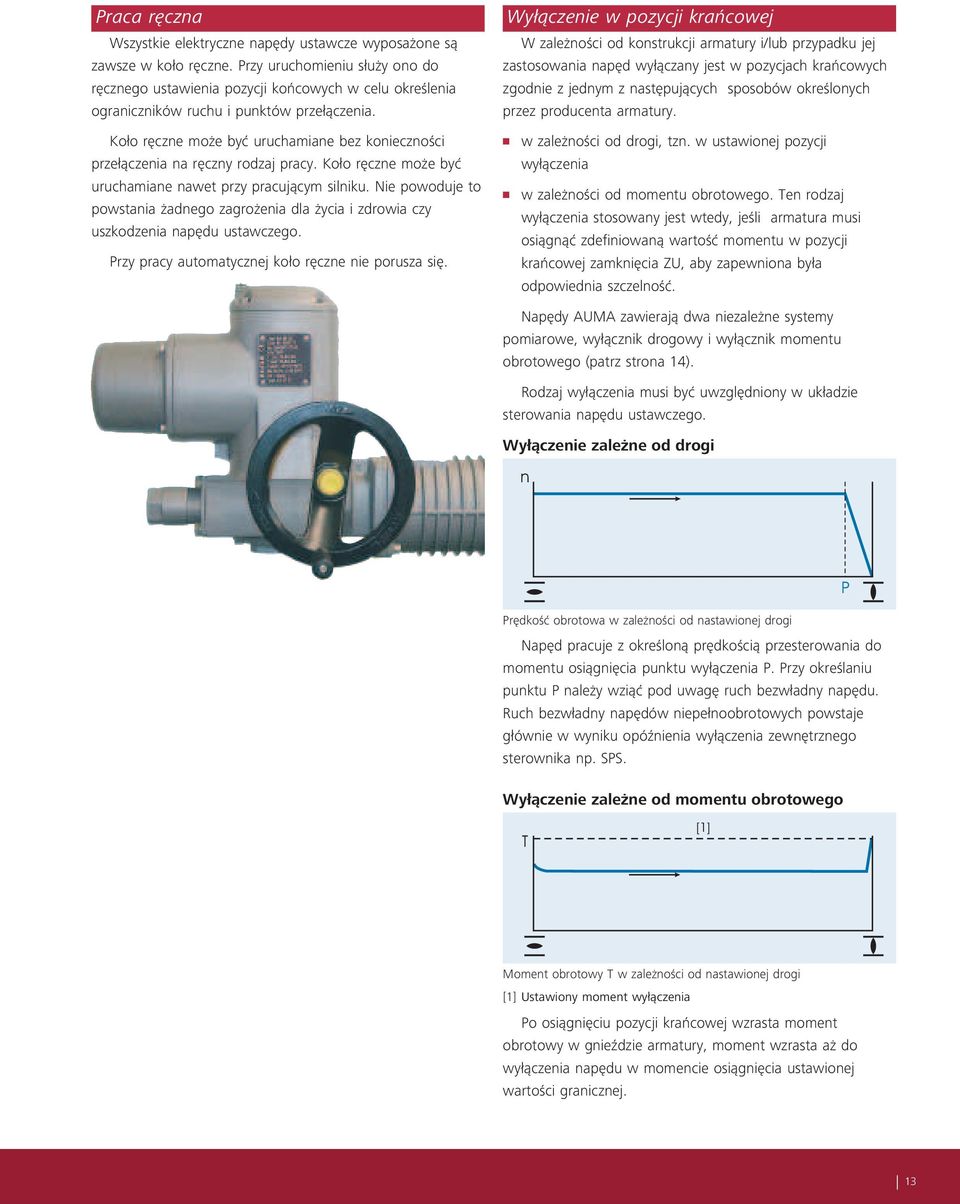 Wyłączenie w pozycji krańcowej W zależności od konstrukcji armatury i/lub przypadku jej zastosowania napęd wyłączany jest w pozycjach krańcowych zgodnie z jednym z następujących sposobów określonych