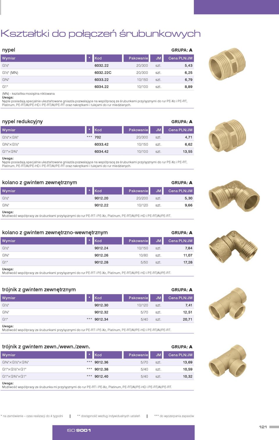 PE-RT/Al/PE-RT oraz nakrętkami i tulejami do rur miedzianych. nypel redukcyjny G½" G⅜" *** 702 20/300 szt. 4,71 G¾" G½" 6033.42 10/150 szt. 6,62 G1" G¾" 6034.42 10/100 szt.