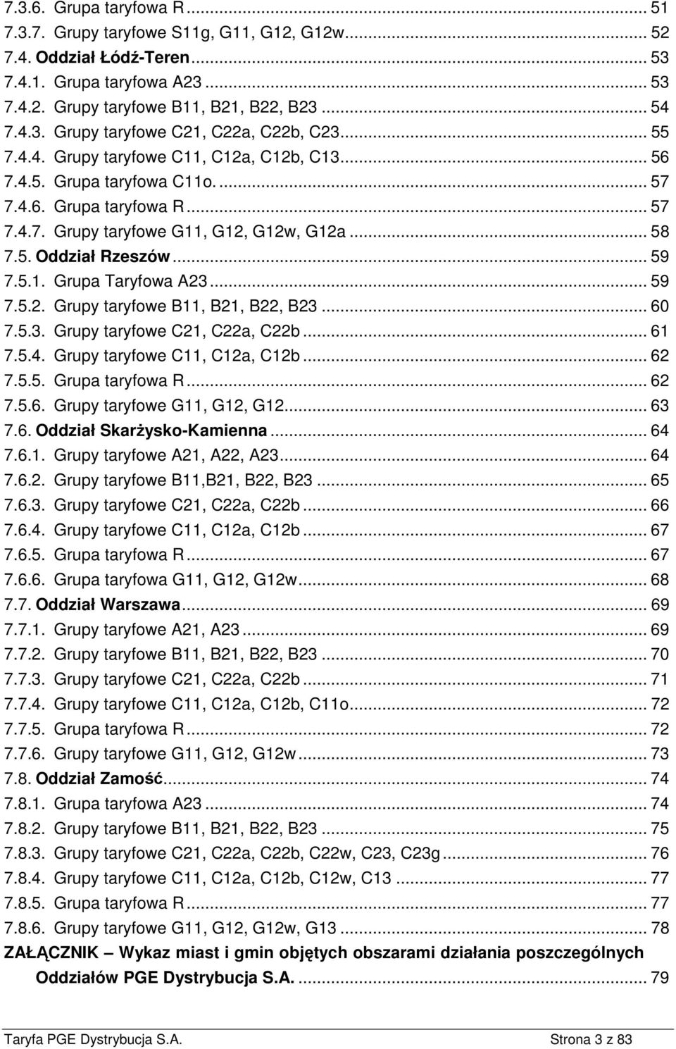 .. 59 7.5.2. Grupy taryfowe B11, B21, B22, B23... 60 7.5.3. Grupy taryfowe C21, C22a, C22b... 61 7.5.4. Grupy taryfowe C11, C12a, C12b... 62 7.5.5. Grupa taryfowa R... 62 7.5.6. Grupy taryfowe G11, G12, G12.