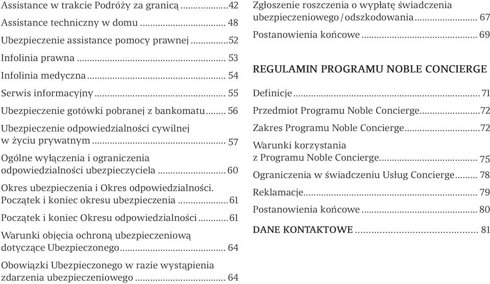 .. 60 Okres ubezpieczenia i Okres odpowiedzialności. Początek i koniec okresu ubezpieczenia...61 Początek i koniec Okresu odpowiedzialności.