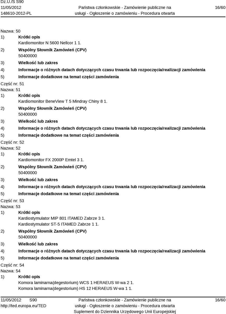 Część nr: 52 Nazwa: 52 Kardiomonitor FX 2000P Emtel 3 1.