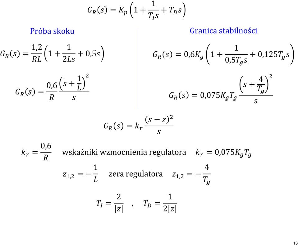 0,6 = wkaźniki wzmcnienia regulatra =