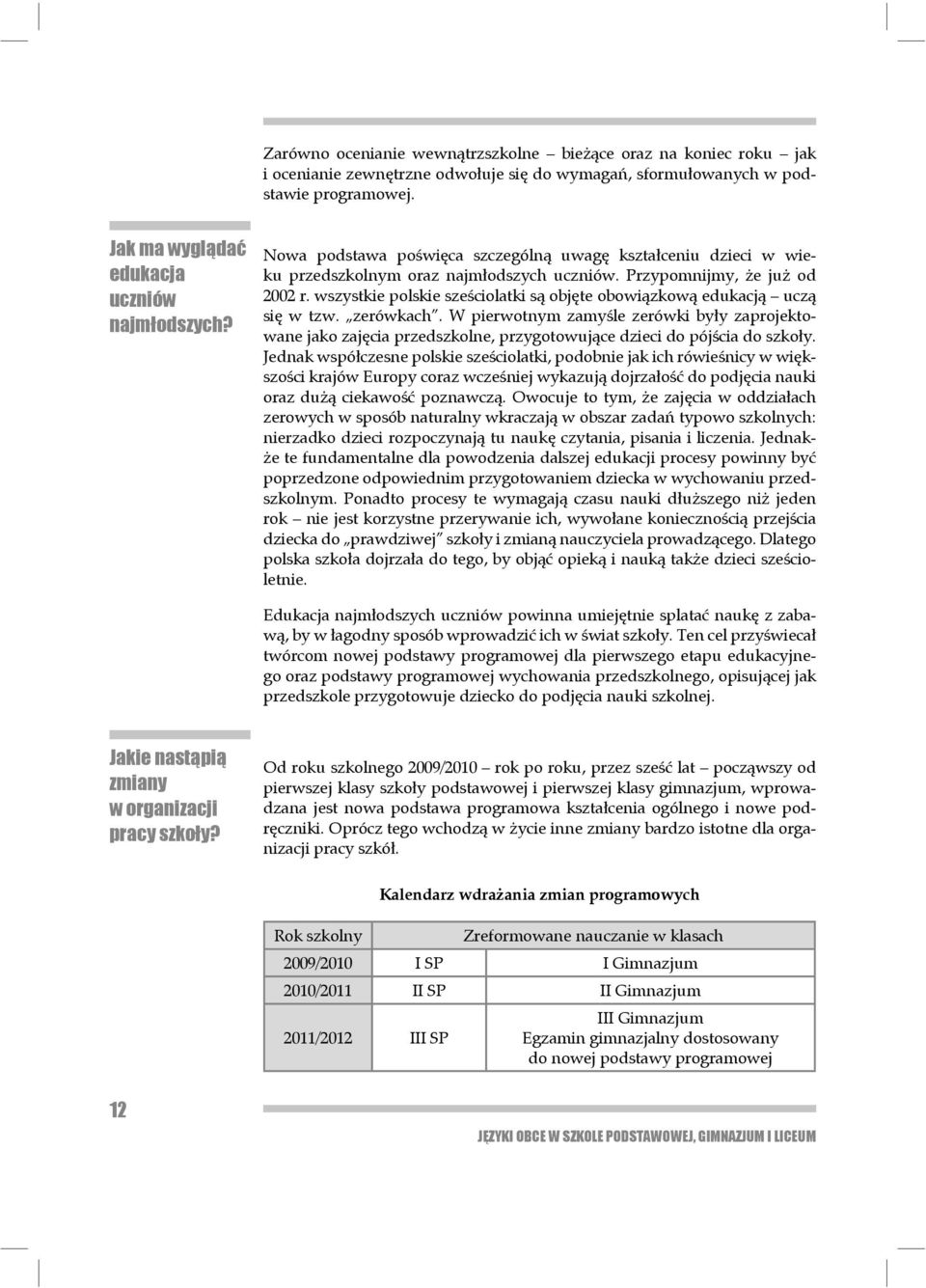 wszystkie polskie sześciolatki są objęte obowiązkową edukacją uczą się w tzw. zerówkach.