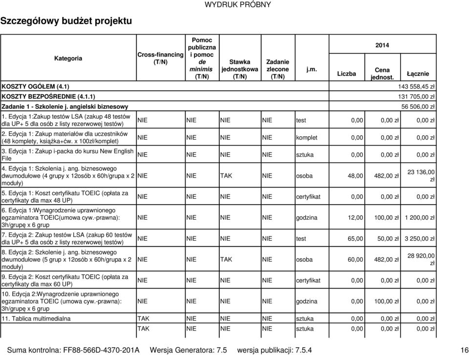 Edycja 1: Zakup i-packa do kursu New English File 4. Edycja 1: Szkolenia j. ang. biznesowego dwumodułowe (4 grupy x 12osób x 60h/grupa x 2 moduły) 5.