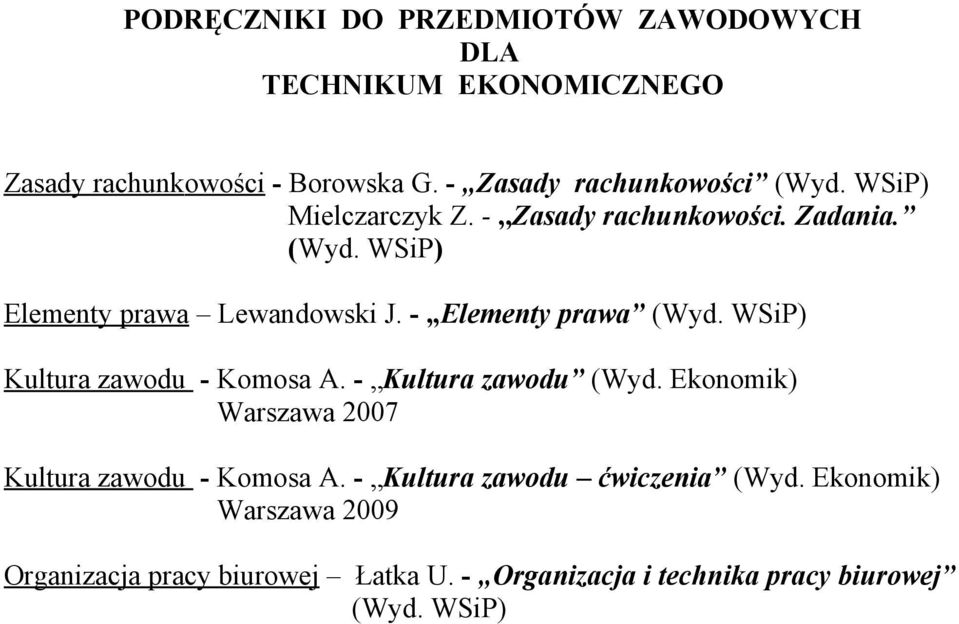 - Elementy prawa Kultura zawodu - Komosa A. - Kultura zawodu (Wyd.