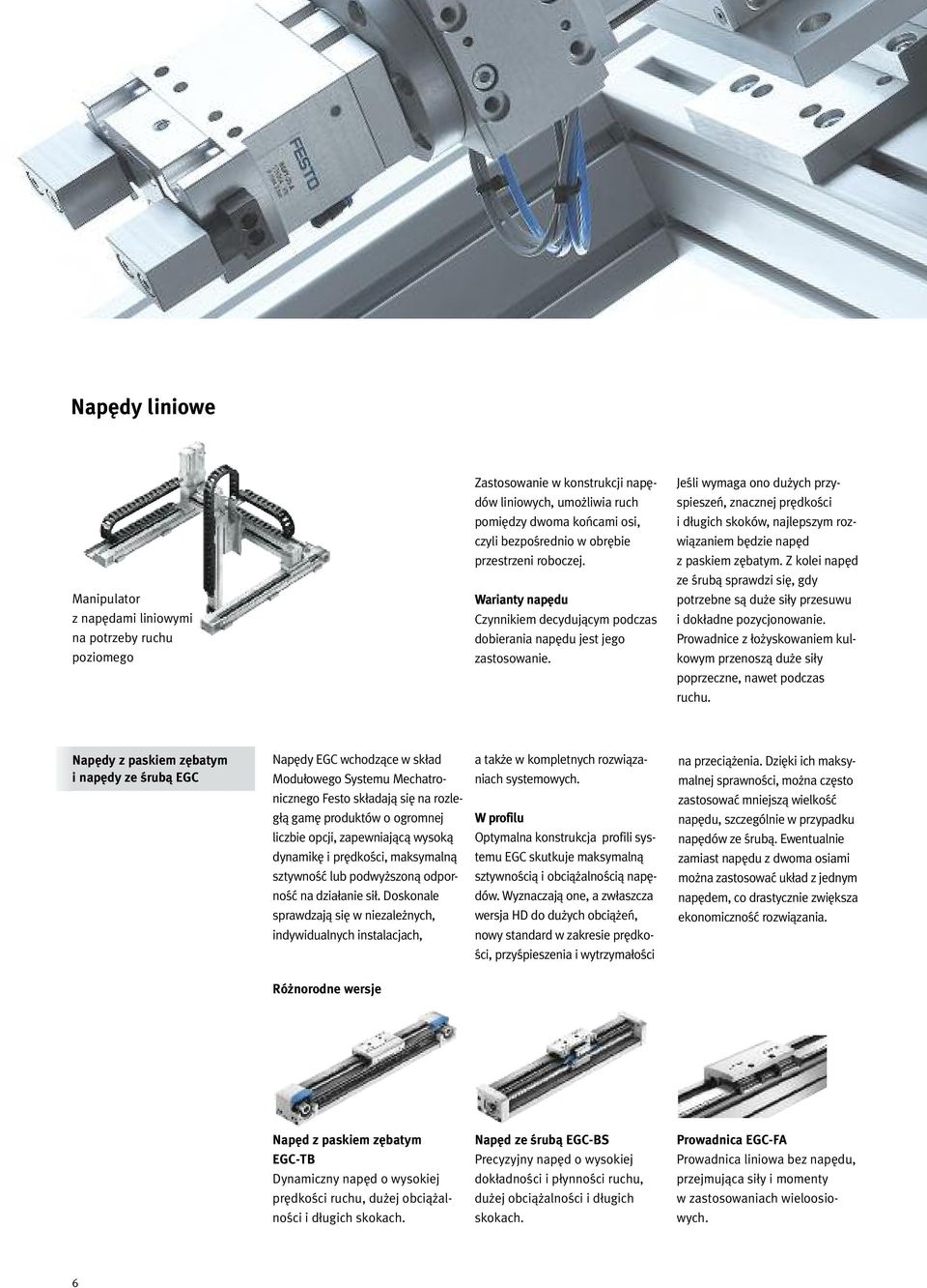 Z kolei napęd ze śrubą sprawdzi się, gdy Manipulator z napędami liniowymi na potrzeby ruchu poziomego Warianty napędu Czynnikiem decydującym podczas dobierania napędu jest jego zastosowanie.