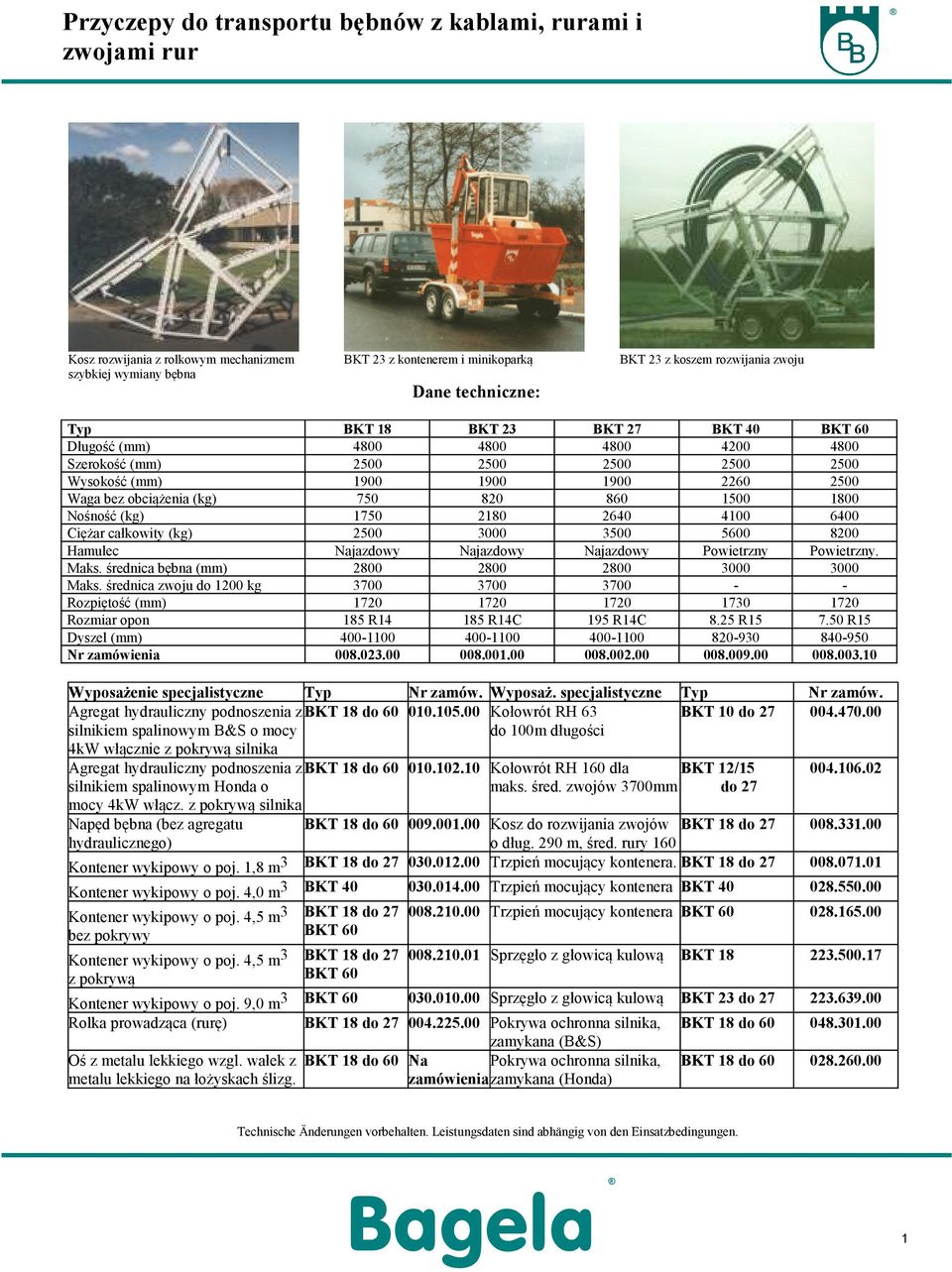 (kg) 2500 3000 3500 5600 8200 Hamulec Najazdowy Najazdowy Najazdowy Powietrzny Powietrzny. Maks. średnica bębna (mm) 2800 2800 2800 3000 3000 Maks.