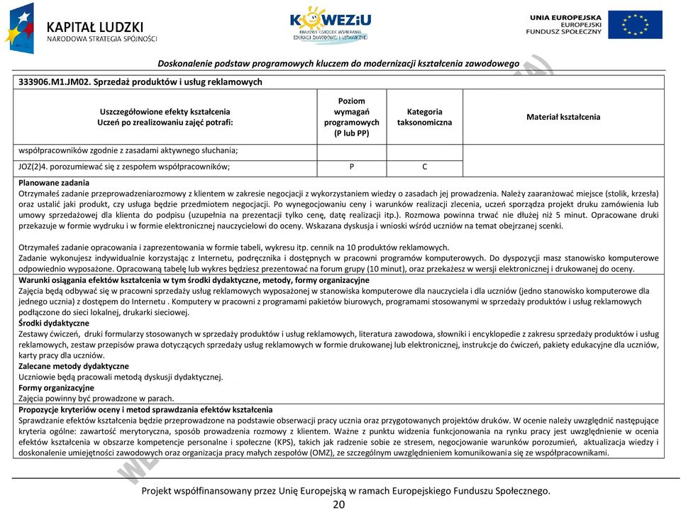 programowych ( lub ) Kategoria taksonomiczna JOZ(2)4.