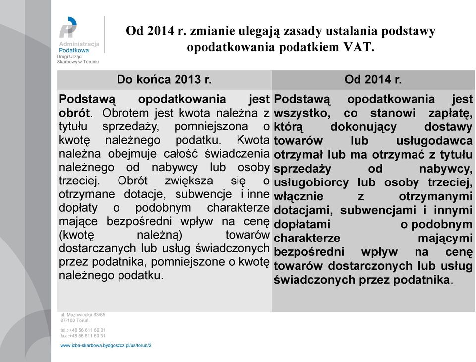 Obrót zwiększa się o otrzymane dotacje, subwencje i inne dopłaty o podobnym charakterze mające bezpośredni wpływ na cenę (kwotę należną) towarów dostarczanych lub usług świadczonych przez podatnika,