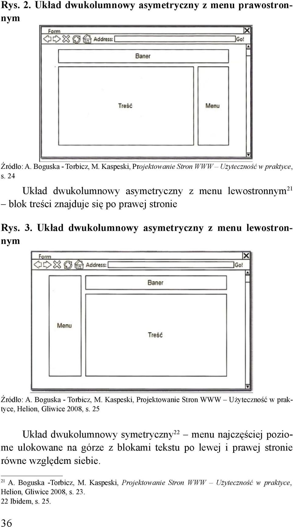 Boguska - Torbicz, M. Kaspeski, Projektowanie Stron WWW Użyteczność w praktyce, Helion, Gliwice 2008, s.