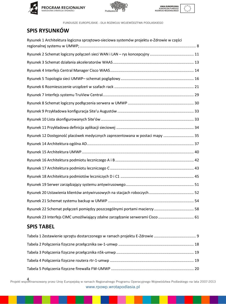 .. 14 Rysunek 5 Topologia sieci UMWP schemat poglądowy... 16 Rysunek 6 Rozmieszczenie urządzeń w szafach rack... 21 Rysunek 7 Interfejs systemu TruView Central.