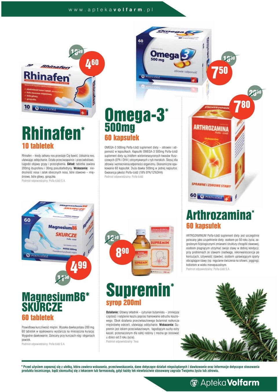 Podmiot odpowiedzialny: Polfa-Łódź S.A. Omega-3 * 500mg 60 kapsułek OMEGA-3 500mg Polfa-Łódź suplement diety zdrowie i odporność w kapsułkach.