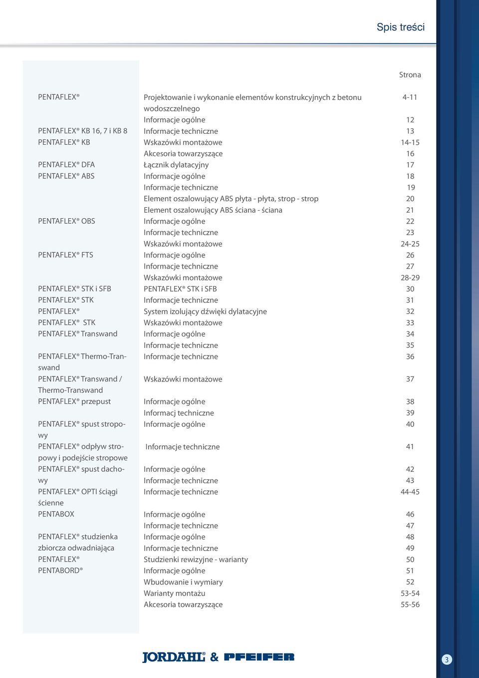 PENTAFLEX OPTI ściągi ścienne PENTABOX PENTAFLEX studzienka zbiorcza odwadniająca PENTAFLEX PENTABORD Projektowanie i wykonanie elementów konstrukcyjnych z betonu wodoszczelnego Informacje ogólne