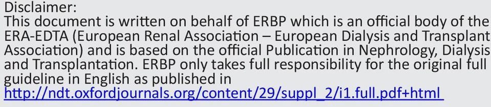Publication in Nephrology, Dialysis and Transplantation.