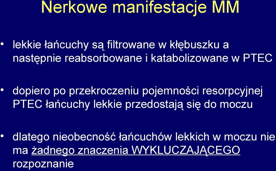 pojemności resorpcyjnej PTEC łańcuchy lekkie przedostają się do moczu