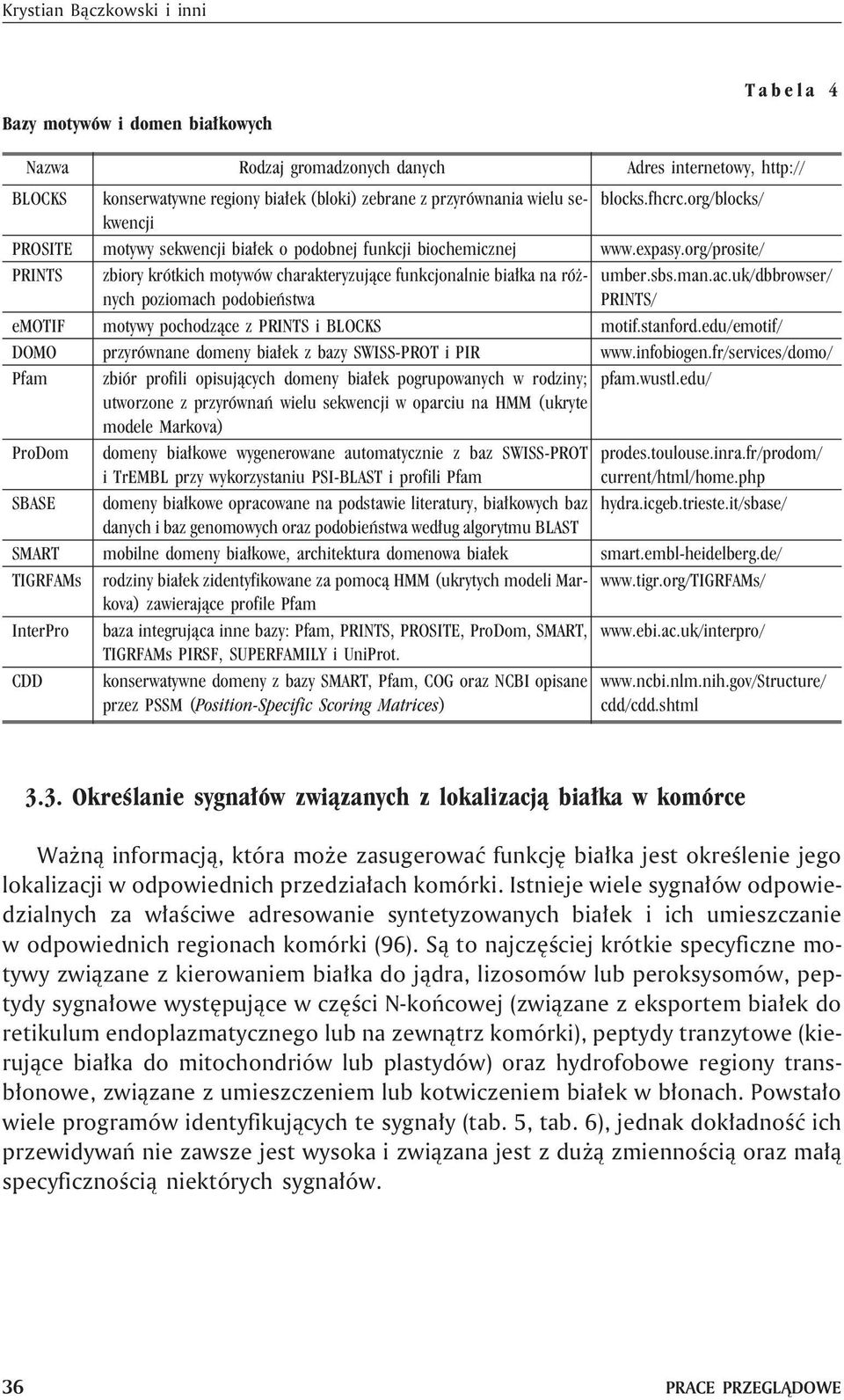 org/prosite/ PRINTS zbiory krótkich motywów charakteryzuj¹ce funkcjonalnie bia³ka na ró - nych poziomach podobieñstwa umber.sbs.man.ac.uk/dbbrowser/ PRINTS/ emotif motywy pochodz¹ce z PRINTS i BLOCKS motif.