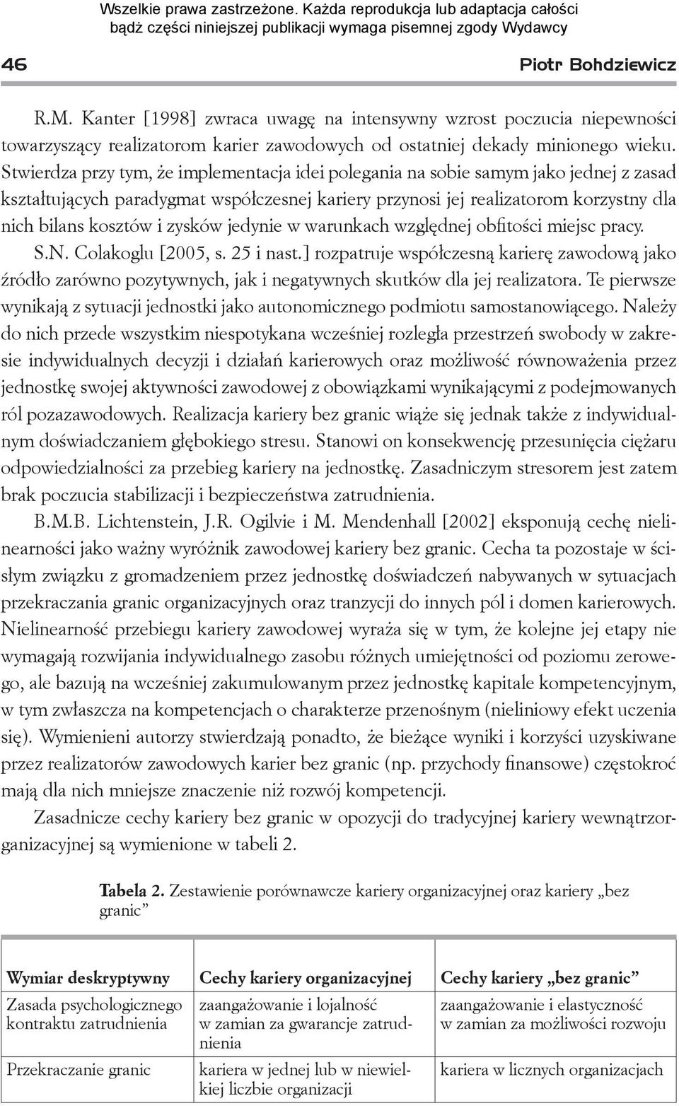 zysków jedynie w warunkach względnej obfitości miejsc pracy. S.N. Colakoglu [2005, s. 25 i nast.