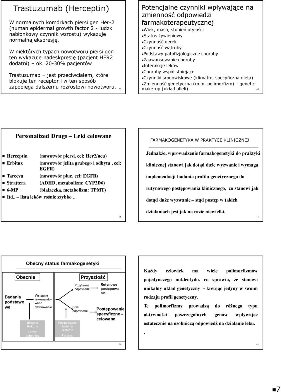 2030% pacjentów Trastuzumab jest przeciwciałem, które blokuje ten receptor i w ten sposób zapobiegadalszemu rozrostowi nowotworu.