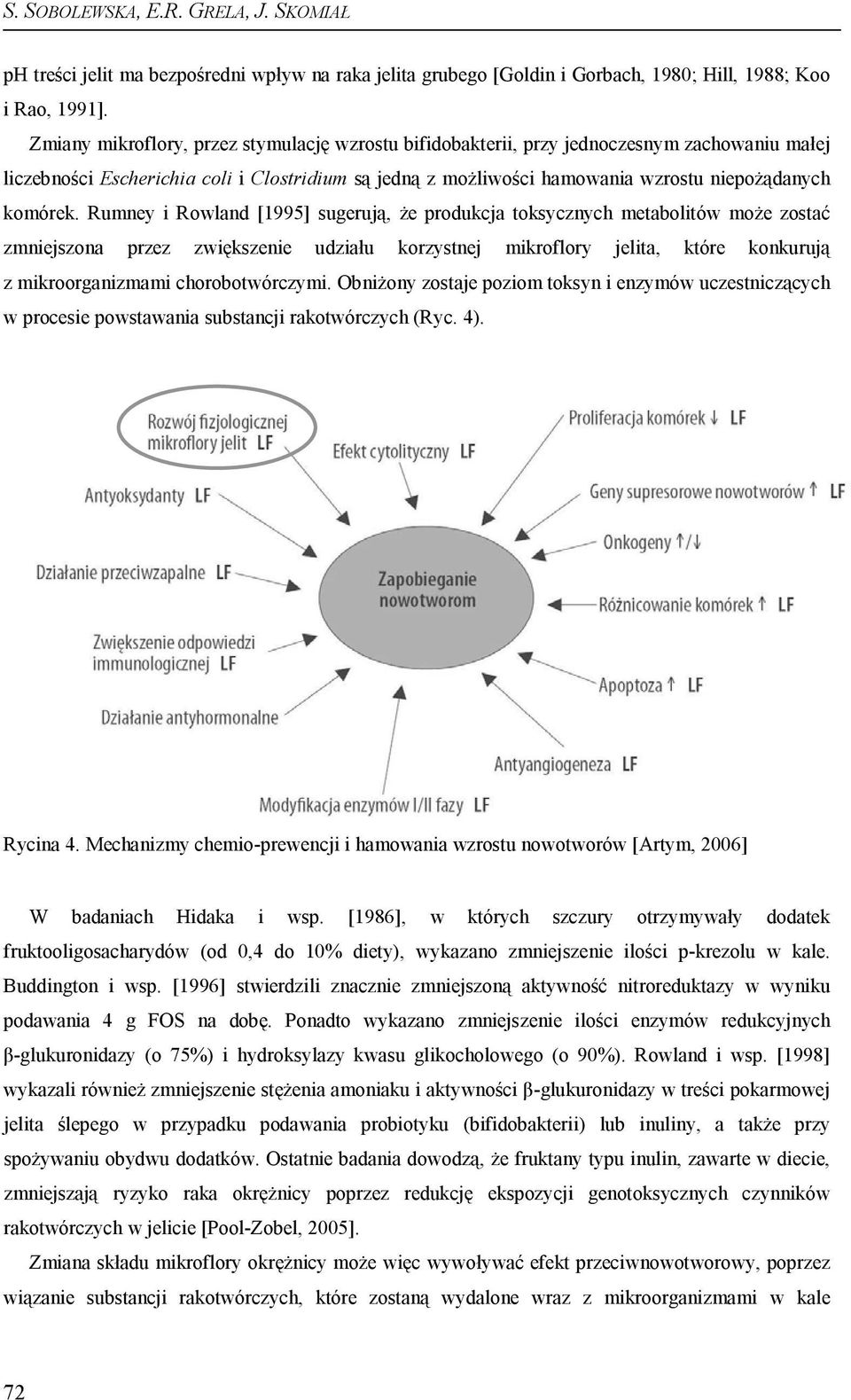 Rumney i Rowland [1995] sugerują, że produkcja toksycznych metabolitów może zostać zmniejszona przez zwiększenie udziału korzystnej mikroflory jelita, które konkurują z mikroorganizmami