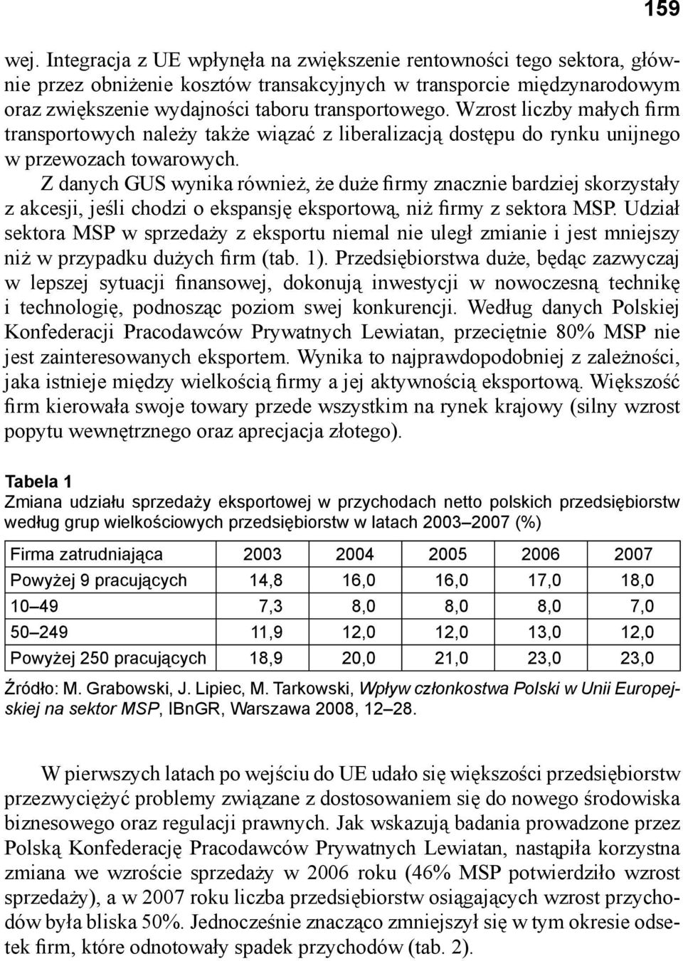 Wzrost liczby małych firm transportowych należy także wiązać z liberalizacją dostępu do rynku unijnego w przewozach towarowych.