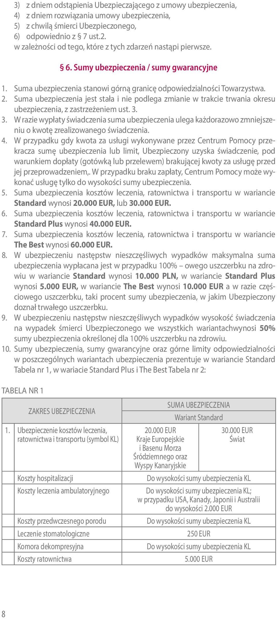 Suma ubezpieczenia jest stała i nie podlega zmianie w trakcie trwania okresu ubezpieczenia, z zastrzeżeniem ust. 3.