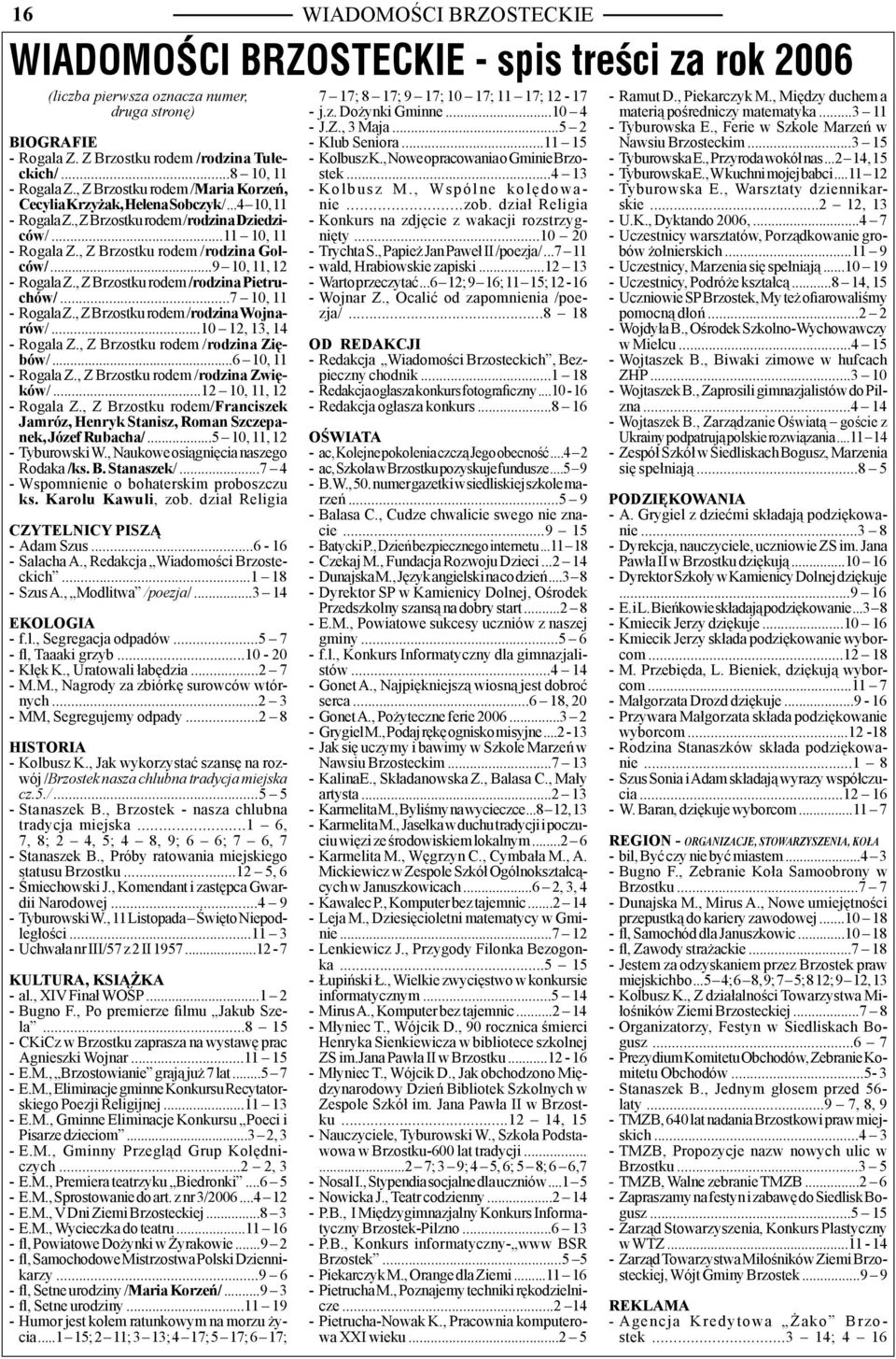 ..7 10, 11 - Rogala Z., Z Brzostku rodem /rodzina Wojnarów/...10 12, 13, 14 - Rogala Z., Z Brzostku rodem /rodzina Ziębów/...6 10, 11 - Rogala Z., Z Brzostku rodem /rodzina Zwięków/.