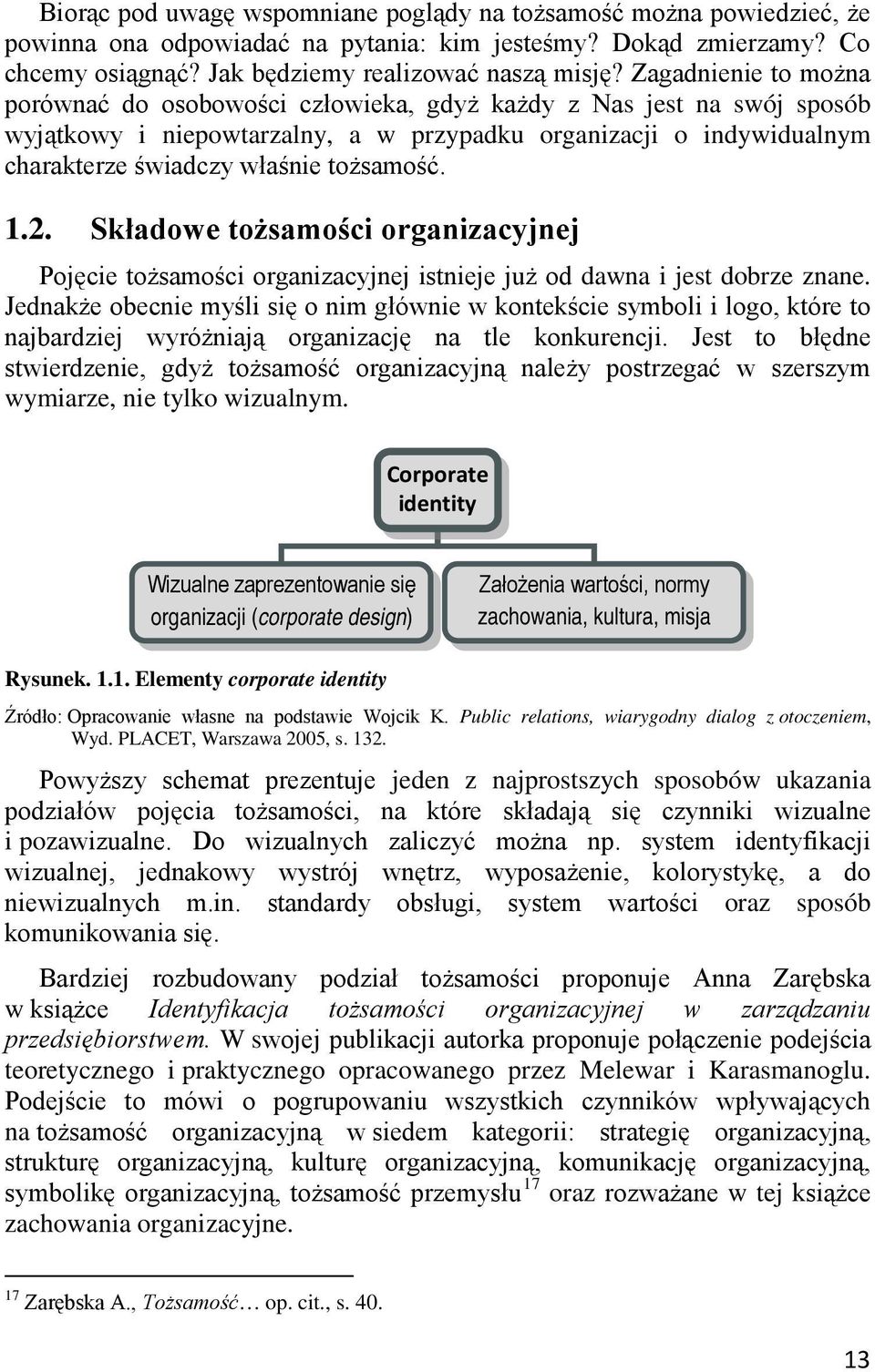 tożsamość. 1.2. Składowe tożsamości organizacyjnej Pojęcie tożsamości organizacyjnej istnieje już od dawna i jest dobrze znane.