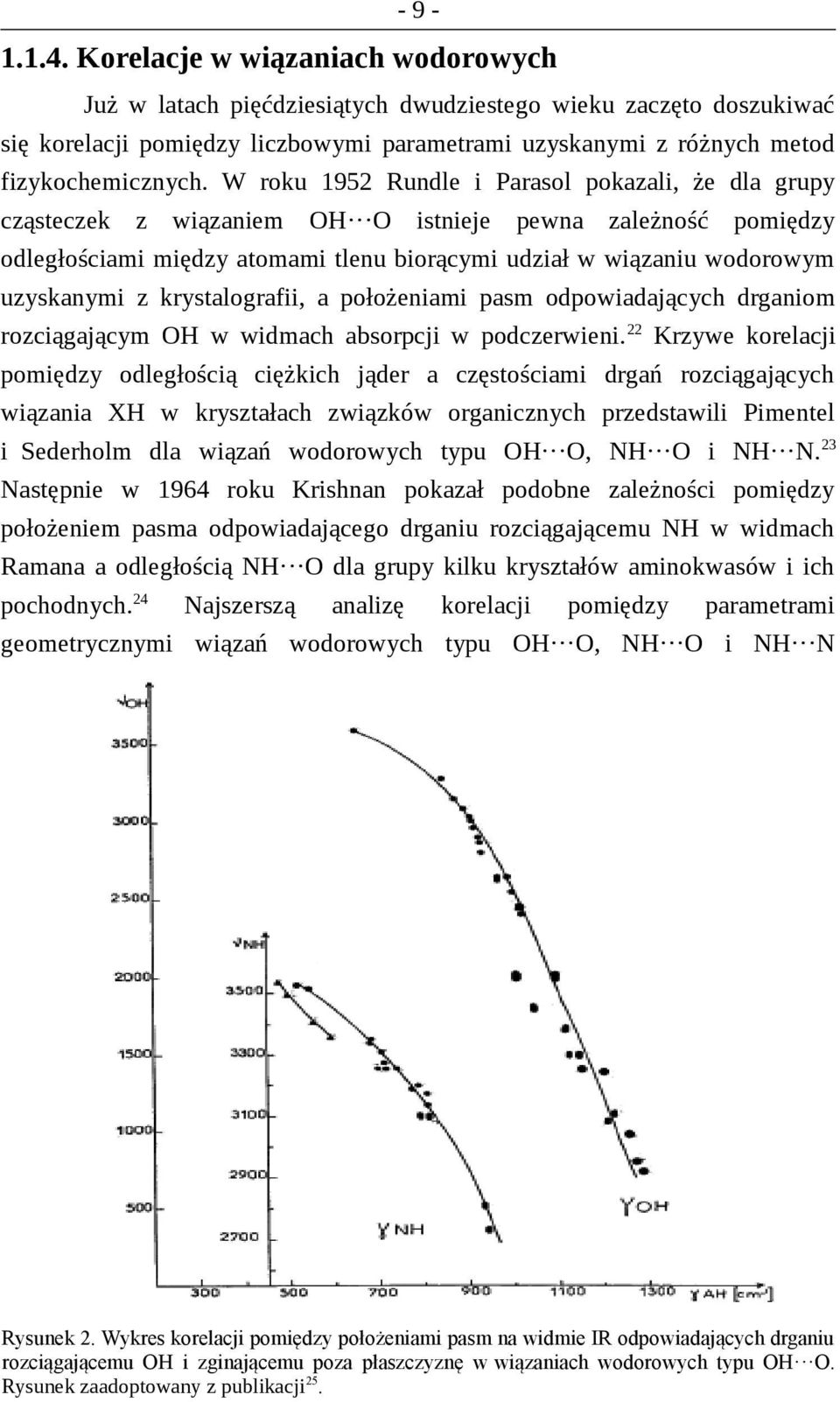 W roku 1952 Rundle i Parasol pokazali, że dla grupy cząsteczek z wiązaniem OH O istnieje pewna zależność pomiędzy odległościami między atomami tlenu biorącymi udział w wiązaniu wodorowym uzyskanymi z