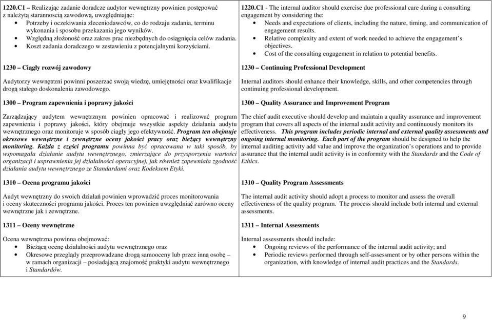 C1 - The internal auditor should exercise due professional care during a consulting engagement by considering the: Needs and expectations of clients, including the nature, timing, and communication