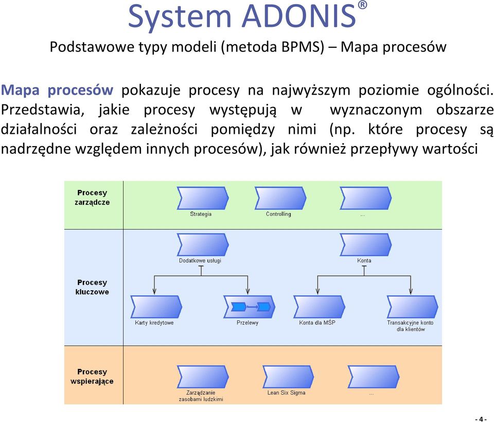 Przedstawia, jakie procesy występują w wyznaczonym obszarze działalności