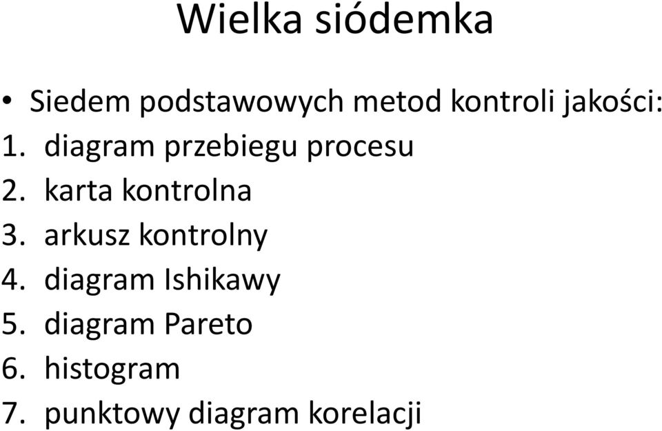 karta kontrolna 3. arkusz kontrolny 4.