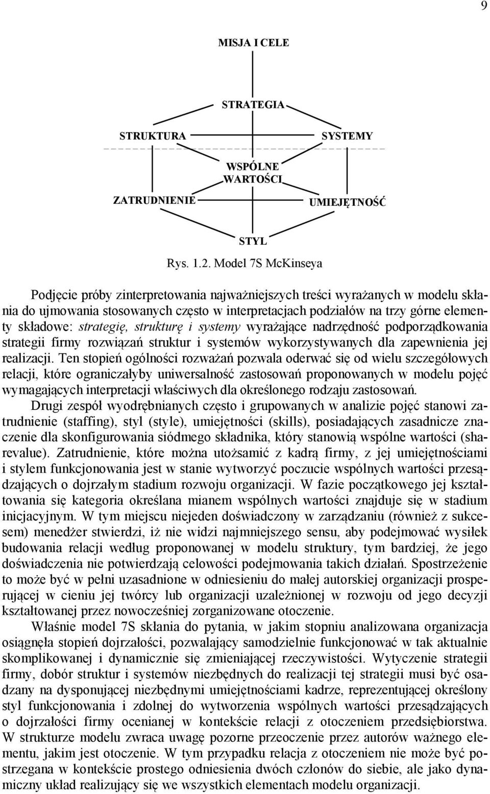 strategię, strukturę i systemy wyrażające nadrzędność podporządkowania strategii firmy rozwiązań struktur i systemów wykorzystywanych dla zapewnienia jej realizacji.